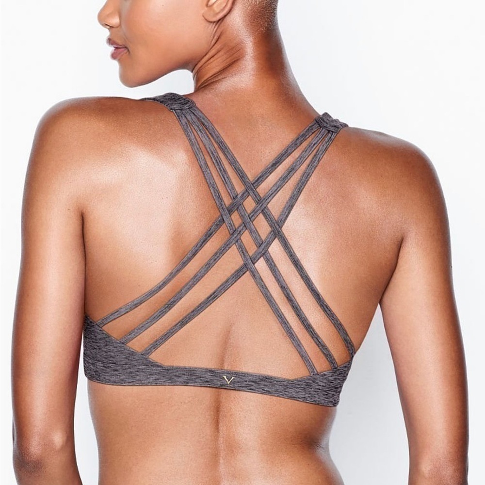 Strappy Back Light Impact Sports Bra size large purple marl